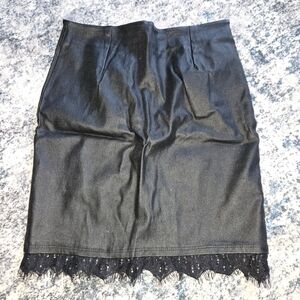 Windsor Black Midi Skirt with Lace Trim for Work